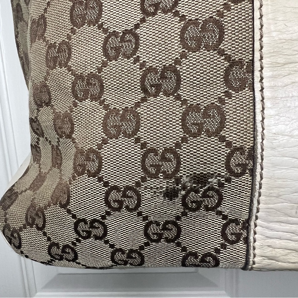 Gucci GG Canvas Tote Shoulder Leather Khaki Beige 153238 with original dust bag - Picture 9 of 13